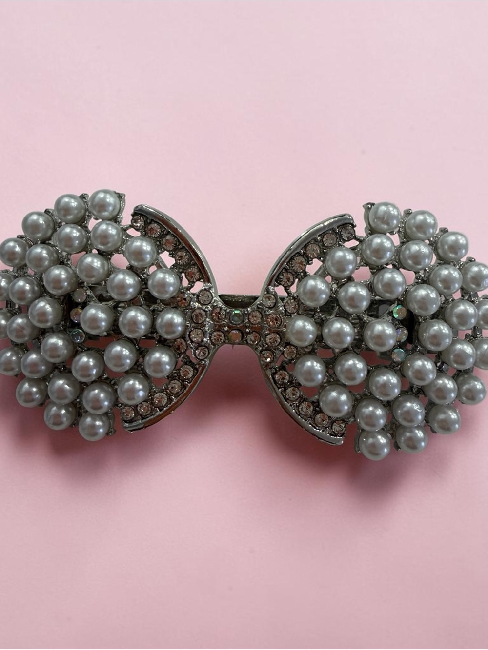 Pearl Cluster Bow Hair Clip
